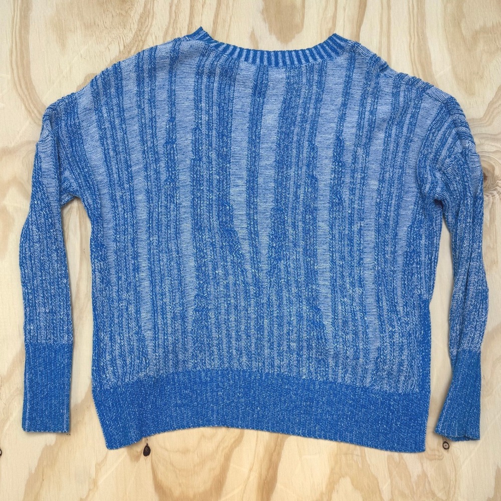 Pilcro Anthropologie Blue Stripped Ribbed Slouchy Sweater Small Hi Low - Picture 8 of 8